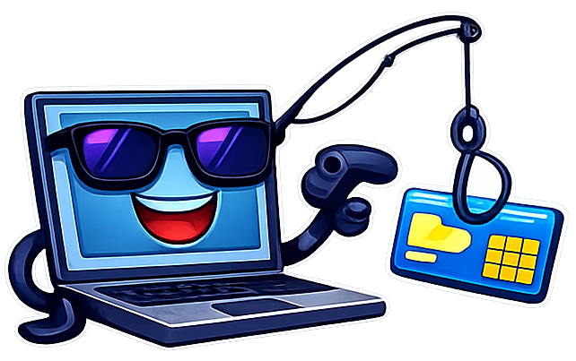 Laptop with phishing hook